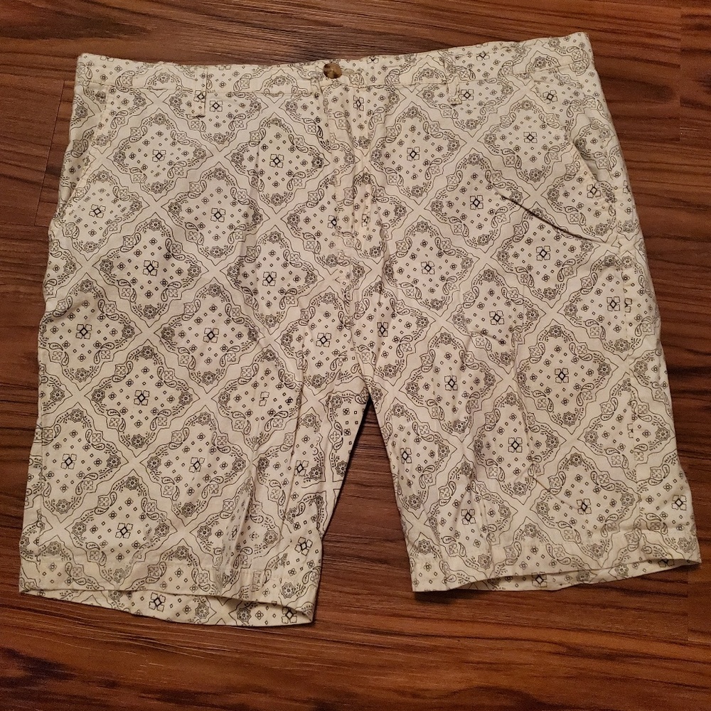 Men's Patterned Casual Beach Shorts Cream Black
